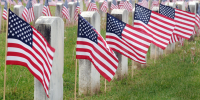 Image of Memorial Day flags at cemetary